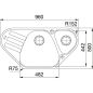 Preview: Franke AZG 661-E 960x500mm, 3 1/2", Drehknopf-Ventil, Becken rechts, runder Überlauf, Glacier