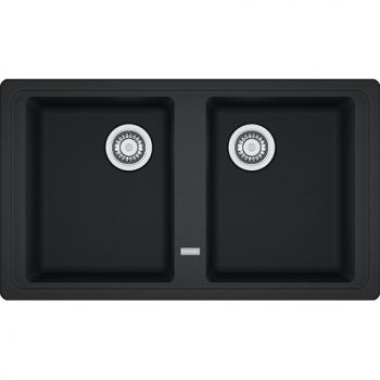 Franke BFG 620, 2x 860x500mm, 2 x Siebkorb als Drehknopfventil, mit rundem Ueberlauf, Onyx