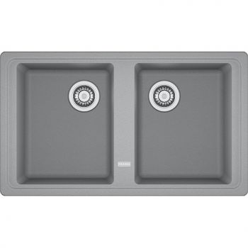 Franke BFG 620, 2x 860x500mm, 2 x Siebkorb als Drehknopfventil, mit rundem Ueberlauf, Steingrau