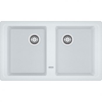Franke BFG 620, 2x 860x500mm, 2 x Siebkorb als Drehknopfventil, mit rundem Ueberlauf, Glacier