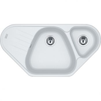 Franke AZG 661-E 960x500mm, 3 1/2", Drehknopf-Ventil, Becken rechts, runder Überlauf, Glacier