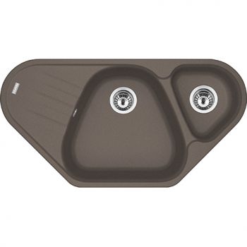 Franke AZG 661-E 960x500mm, 3 1/2", Drehknopf-Ventil, Becken rechts, runder Überlauf, Steingrau