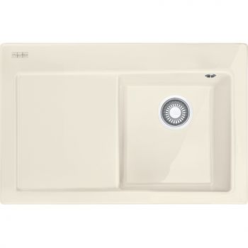 Franke MTK 611-78, 780x510mm, Siebkorb als Druckknopfventil, mit verdecktem Ueberlauf, Abtropfflaeche links, mit Ablaufgarnitur, 2 Batterieloecher, Ma