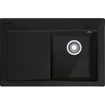 Franke MTK 611-78, 780x510mm, Siebkorb als Druckknopfventil, mit verdecktem Ueberlauf, Abtropfflaeche links, mit Ablaufgarnitur, 2 Batterieloecher, An