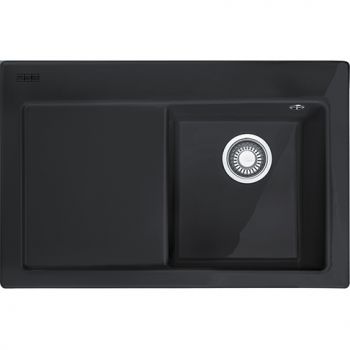 Franke MTK 611-78, 780x510mm, Siebkorb als Druckknopfventil, mit verdecktem Ueberlauf, Abtropfflaeche rechts, mit Ablaufgarnitur, 2 Batterieloecher, O