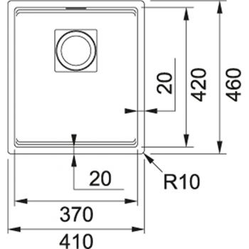 Franke KNG 110-37, 340x400mm, Siebkorb als Druckknopfventil, mit verdecktem Ueber- und Ablauf, inkl. Ablaufgarnitur, Steingrau
