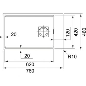 Franke KNG 110-62, 620x420mm, Siebkorb als Druckknopfventil, Steingrau