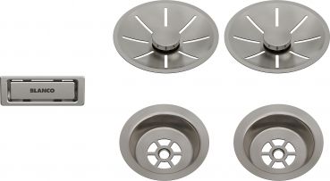 Blanco Ablauf-/Überlaufset für Doppelbecken satin platinum 207410