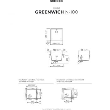 SCHOCK Spüle, Unterbau GREN100UPOL