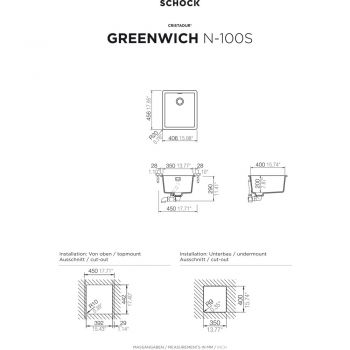 SCHOCK Spüle, Unterbau GREN100SUSIL