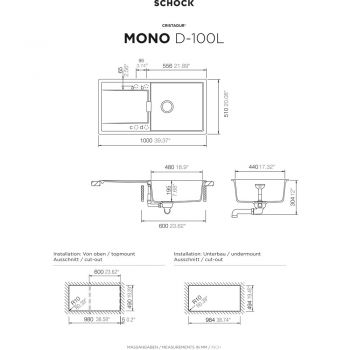 SCHOCK Spüle, Unterbau MOND100LUPUR