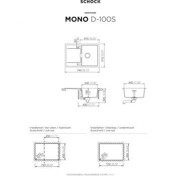 SCHOCK Spüle, Unterbau MOND100SUPUR