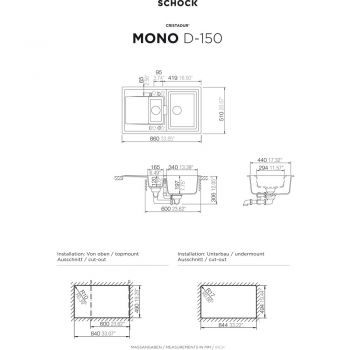 SCHOCK Spüle, Einbau von oben MOND150ASIL