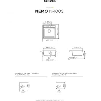 SCHOCK Spüle, Unterbau NEMN100SUGAS