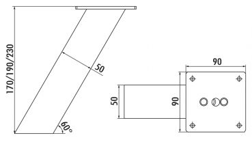 Kreta 1 schräg, Konsole, edelstahlfarbig, H 170 mm