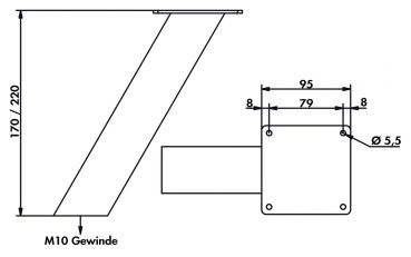 Typ 50, Konsole, edelstahlfarbig, H 220 mm