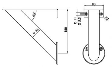 Capitello 4, Konsole, Edelstahl, H 180 mm, Rohr-Ø 45 mm