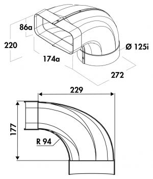 F-bion 125 Umlenkstück 90°, Verbindungselement, weiß