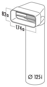 MF-UR 125 Umlenkstück 90° mit Rundrohr, Verbindungselement, weiß, L 900 mm