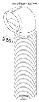 R-URX flow 150 Umlenkstück 90° mit Flexschlauch, Verbindungselement, weiß, L 1000 mm