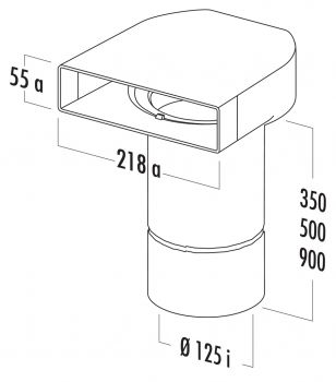 T-UR 125 Umlenkstück 90° mit Rundrohr, Verbindungselement, weiß, L 500 mm