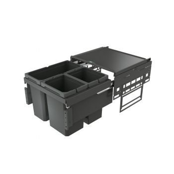 Cox® Base 360 S/500-3, Abfallsammler für Frontauszüge, ohne Biodeckel, anthrazit, H 360 mm