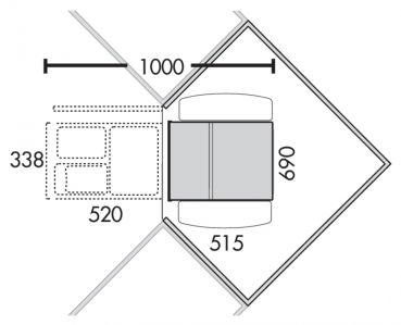 Corner Boy 3 (für Diagonaleckschränke), Abfallsammler für Eckschränke, alu grau 8012084