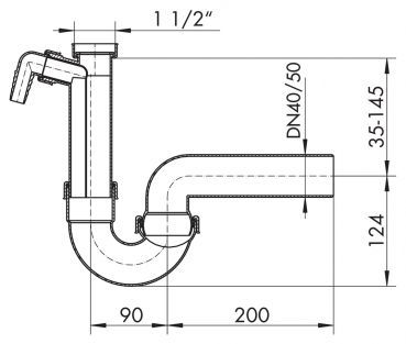 Kugelgelenksiphon 1, Siphon, 1 ½ Zoll x Ø 50 mm