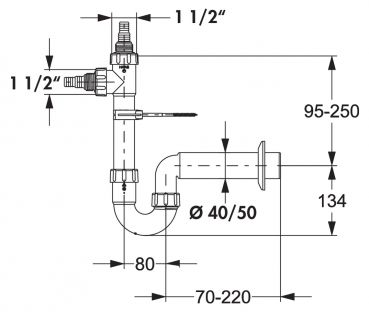 Röhrengeruchsverschluss 5, Siphon, 1 ½ Zoll x Ø 40 mm