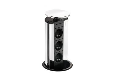 Evoline® Port 1, Versenkbares Steckdosenelement, mit Schukosteckdose, Deckel silberfarbig