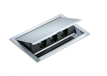 PowerFit K, Einbausteckdosenelemente, Aluminium eloxiert 9015032