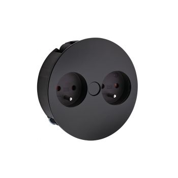 Twist Doppelsteckdose, Einbausteckdosenelemente, mit französischen Steckdosen, schwarz
