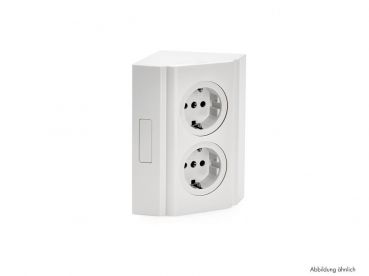Eckbox 3, Aufbausteckdosenelement, alu-metallic