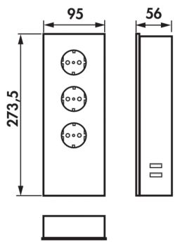 Mira Glas USB, Aufbausteckdosenelement, Edelstahl/Glas schwarz