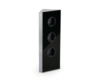 Mira Eck Glas, Ecksteckdosenelement, Edelstahl/Glas schwarz