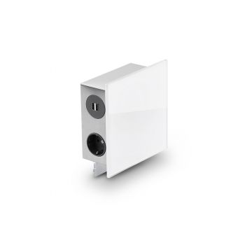 Mira Quad Glas-USB, Aufbausteckdosenelement, Edelstahl/Glas 7053058