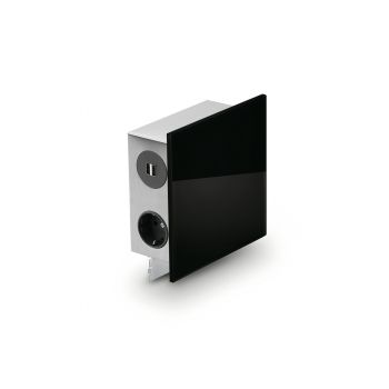 Mira Quad Glas USB, Aufbausteckdosenelement, Edelstahl/Glas schwarz 7053127