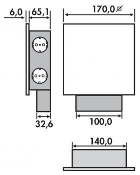 Mira Quad Glas USB, Aufbausteckdosenelement, Edelstahl/Glas schwarz 7053127