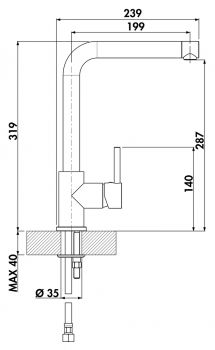 Linea Gramix 1 Hochdruck-Armatur, Einhebelmischer, granit lava