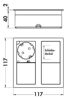 Plaza 2, Einbausteckdosenelemente, Edelstahl gebürstet