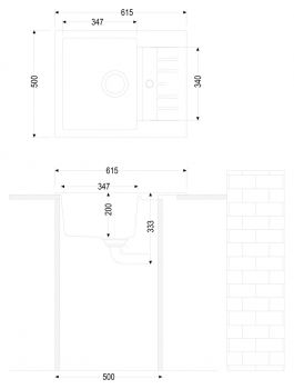 Corto 615, Einbauspüle, granit concrete