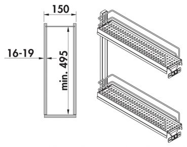 VS SUB Slim Ablage, Etagenauszug, chrom