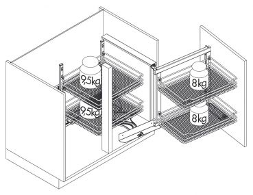 VS COR Fold Rahmen, Eckschrank-Schwenkbeschlag, 800 mm Korpus, 400 mm Tür, rechts