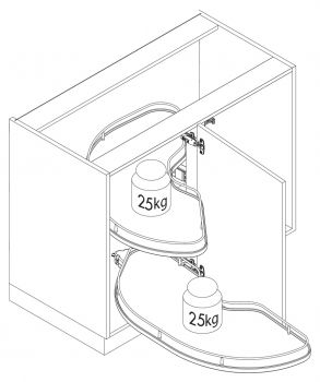 Cornerstone Maxx Tablar, Ablageelement, 1000 mm Korpus, 500 mm Tür, rechts, silber