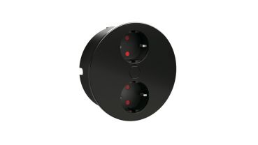 Duplex Doppelsteckdose, Einbausteckdosenelemente, rund, mit Schukosteckdosen, schwarz matt