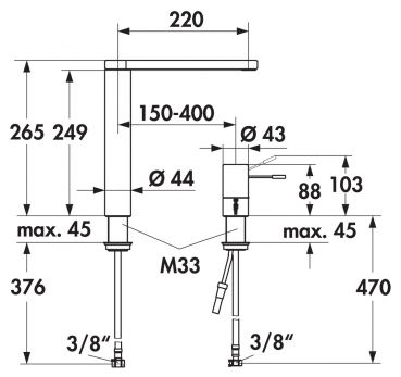 KWC Ono Highflex 4, Einhebelmischer, chrom, Hochdruck