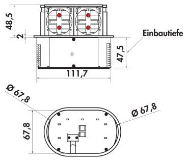 Piccolino, Einbausteckdosenelemente, Blende Edelstahl