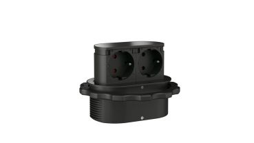 Piccolino, Einbausteckdosenelemente, Blende schwarz matt
