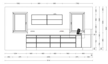 Burger Planungsküche Celine F132 CONCRETE WHITE Arbeitsplatte Shale black