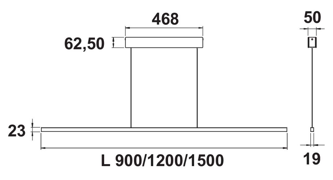 Pendelleuchte, Slim weiß, L 1500 W 22 | mm, LED, hai-end